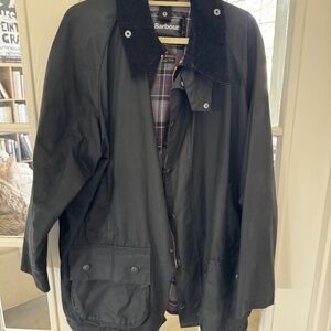 Barbour Beaufort Original Waxed Cotton Jacket, Size 46, Black